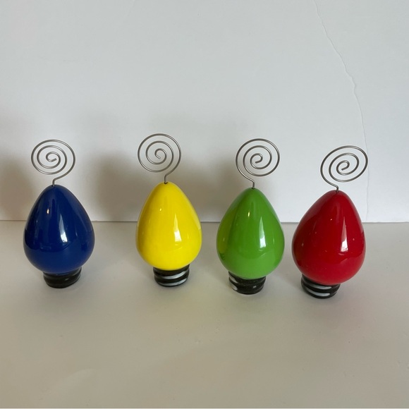 Vintage Christmas Light Bulb Colorful Decorative Photo Holiday Card Holders 4 - Picture 4 of 5
